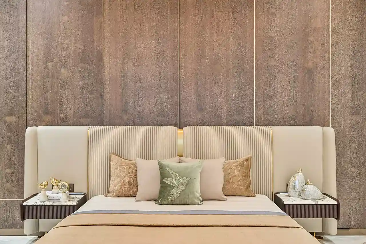 Interior bedroom wood finishes